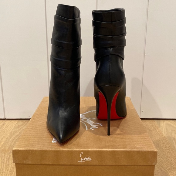 Christian Louboutin Ishtar Black Booty 120 Calf Foulard 39.5